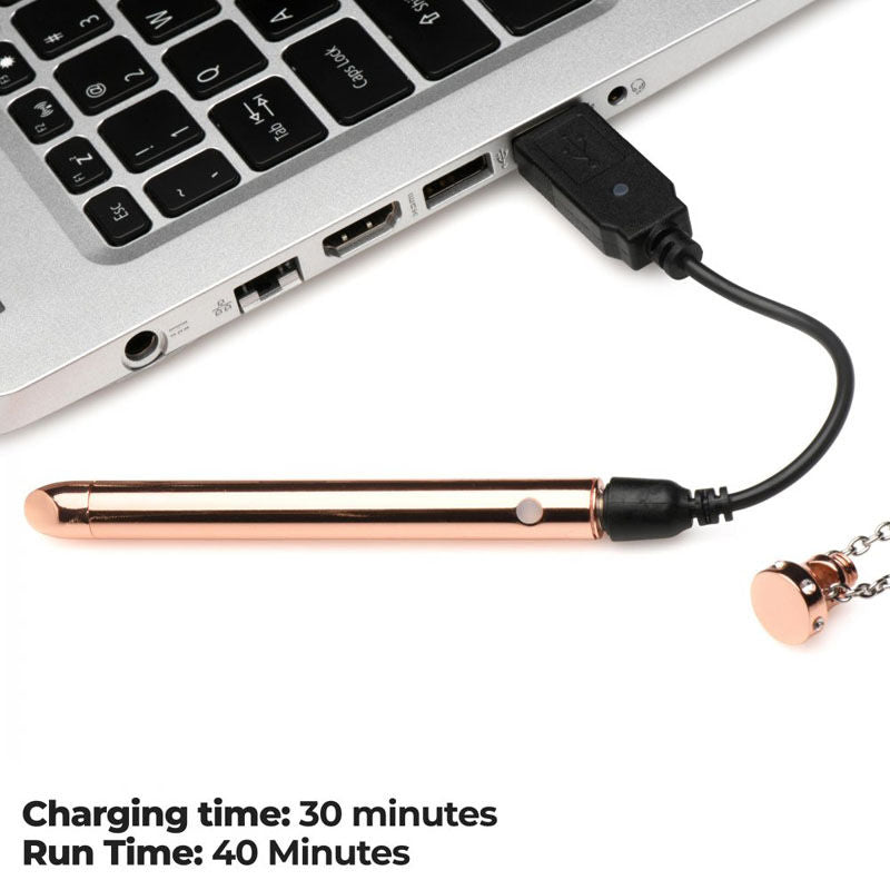Charmed - clitoral vibrating necklace - Product side view , focus on charger | Flirtybay.com.au